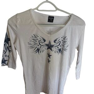 Ed Hardy White Graphic Long Sleeve Tee